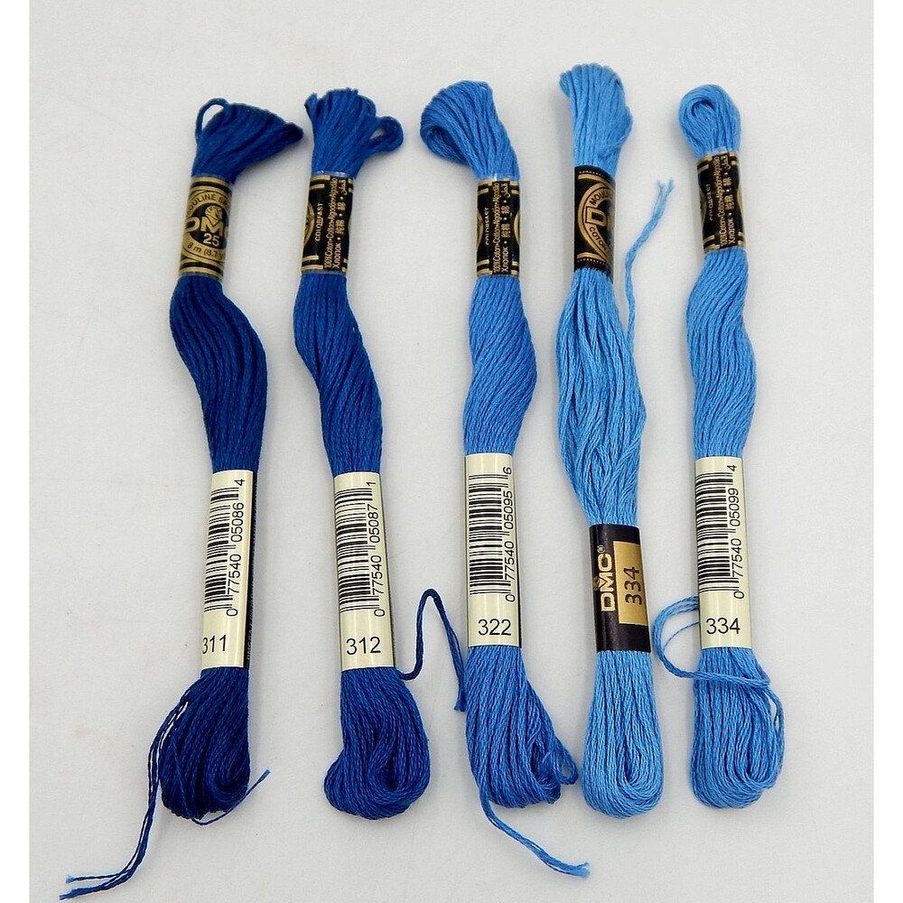 DMC Thread Mouliné #25 Embroidery Cotton 6 Strand Floss 8.7yd Var. Blues Lot 5